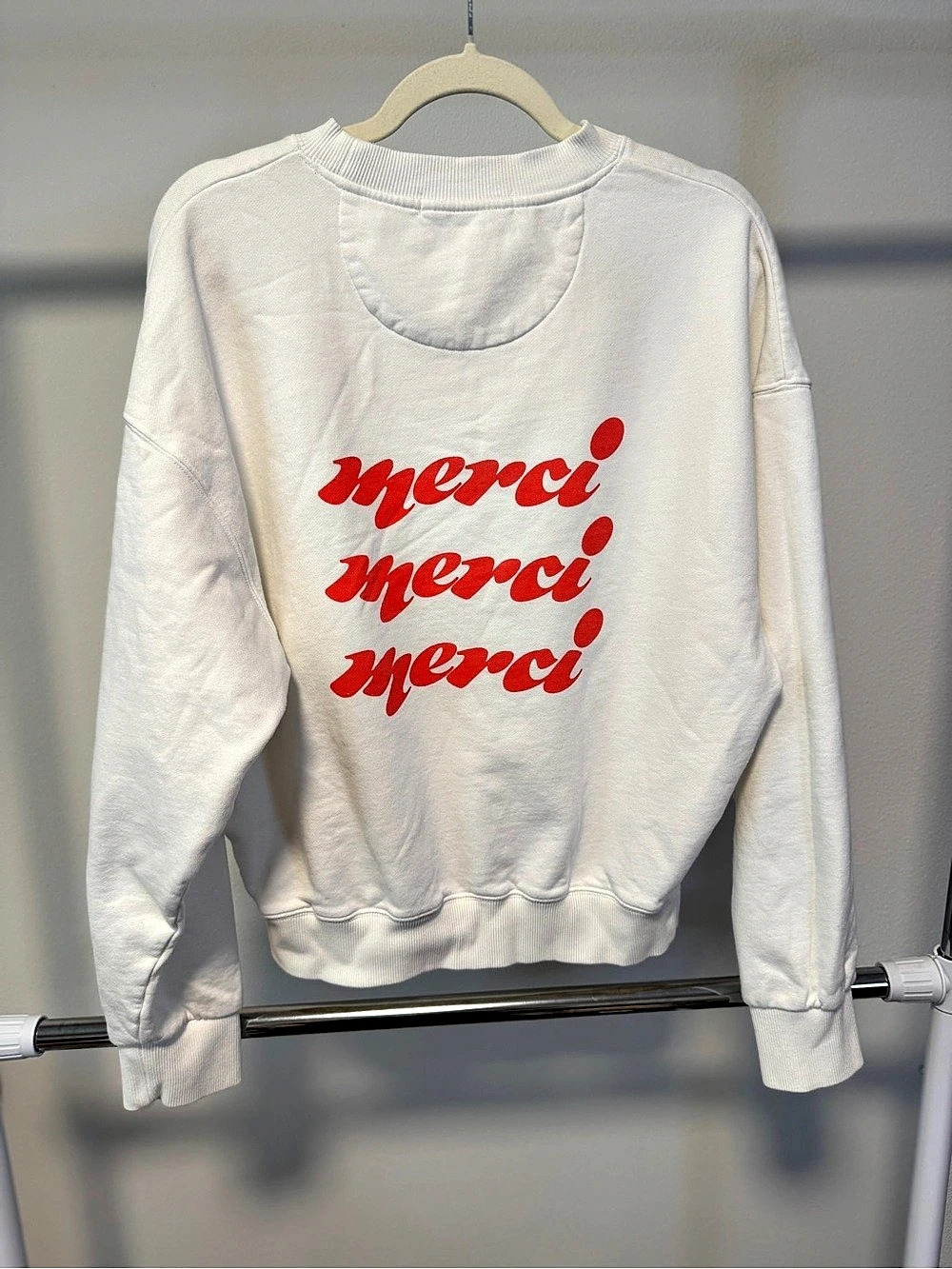 Araminta James Merci sweatshirt Graphic Sweatshirt in White & Red Size Small
